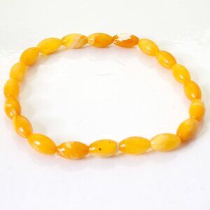 Genuine Butterscotch Elongated Bead Amber Bracelet, 100% NATURAL Amber 5.5-10mm